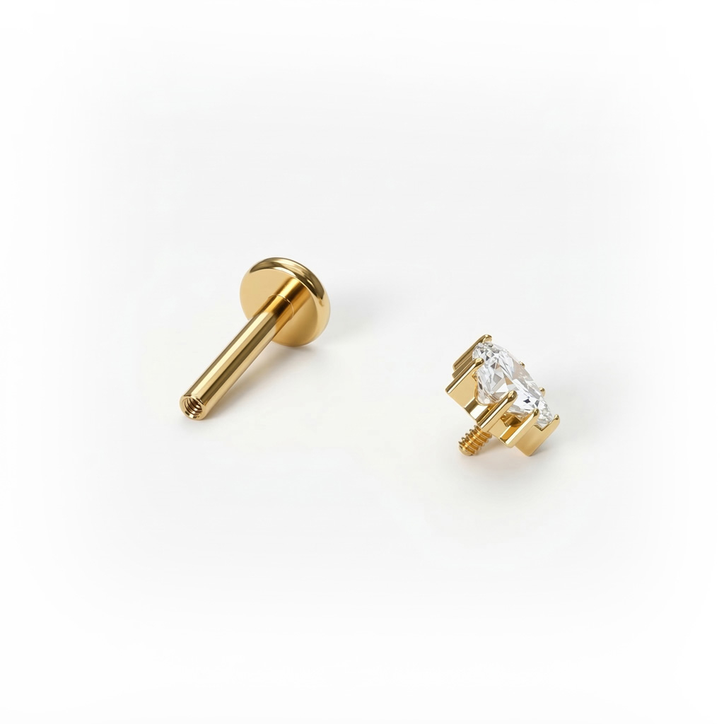 Titanium labret met trio stervormige steentjes