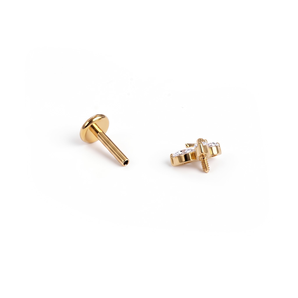 Titanium labret met dubbele vlinder