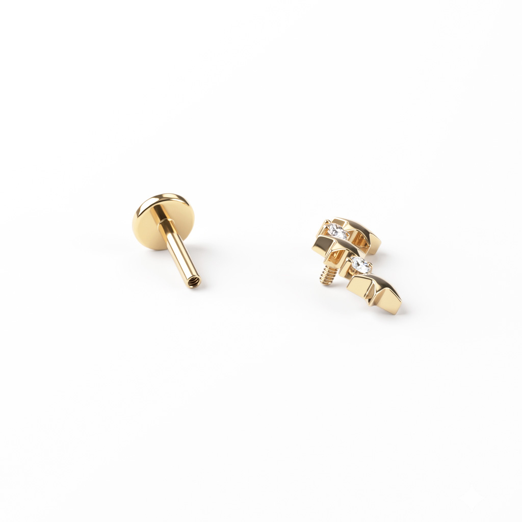 Titanium labret met afwisselende sterren en steentjes