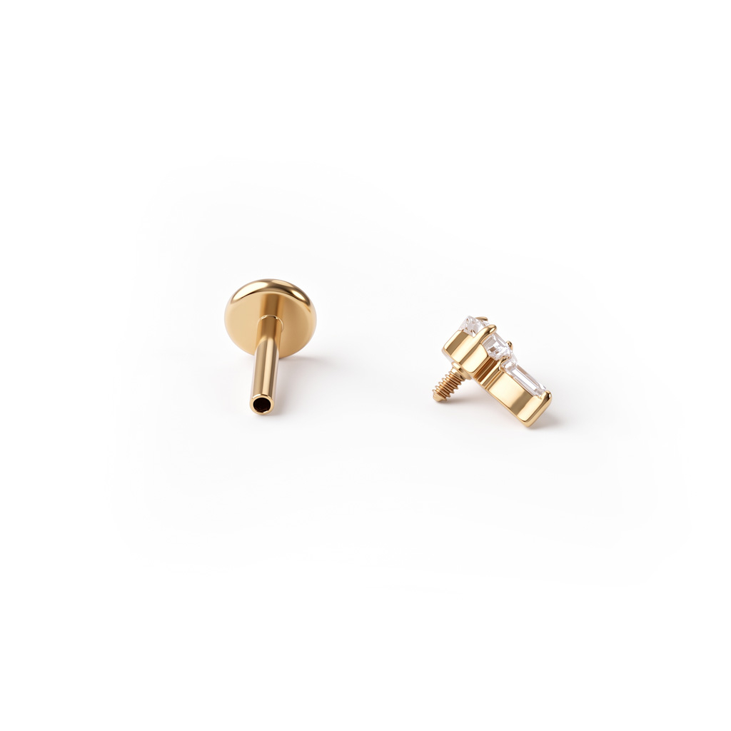 Titanium labret met centrale ster en marquise-steentjes