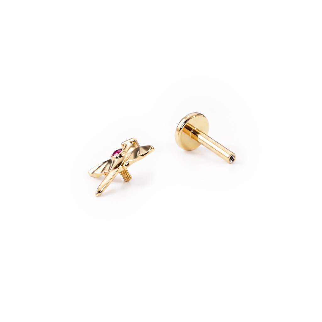 Titanium labret met dolk en vleermuisvleugels
