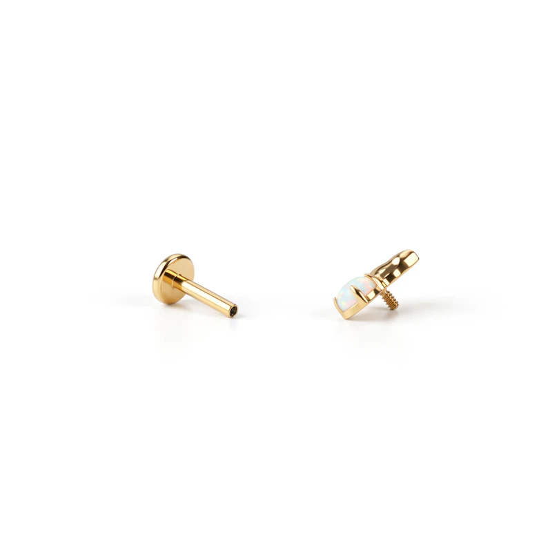 Titanium labret met kat en opalen maan