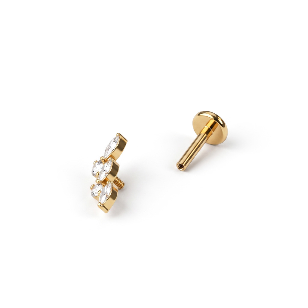 Titanium labret met vallende blaadjes