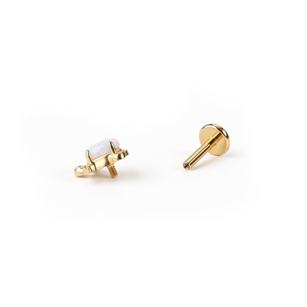Titanium labret met schildpad en opaalsteen