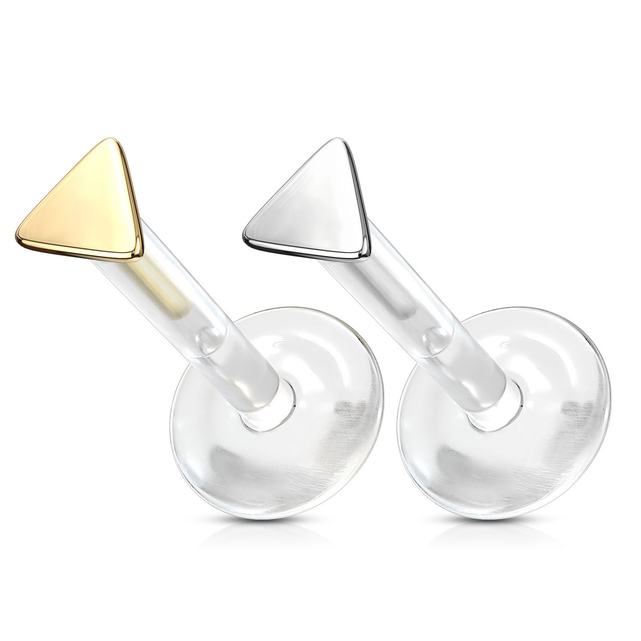 Labret uit 14 karaats goud met driehoekje