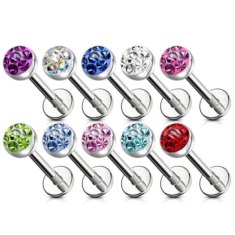 Labret met ronde steen