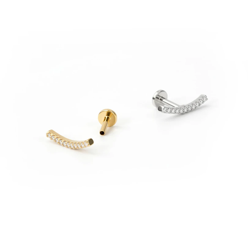 Labret met gebogen staaf en steentjes