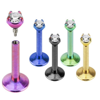 Labret met een microsteen en interne schroefdraad