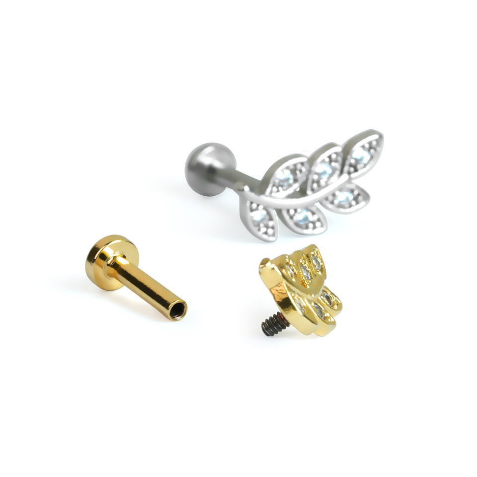 Labret met inwendige schroefdraad en blad