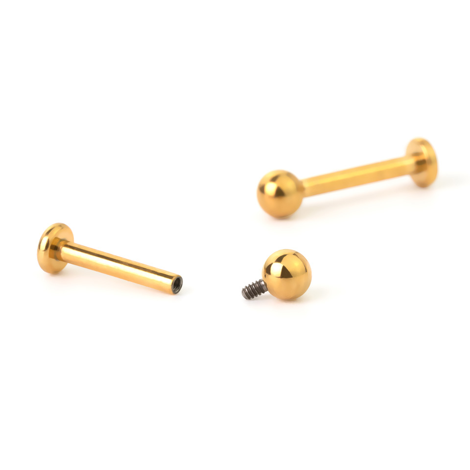 Labret van gekleurd titanium met inwendig schroefdraad