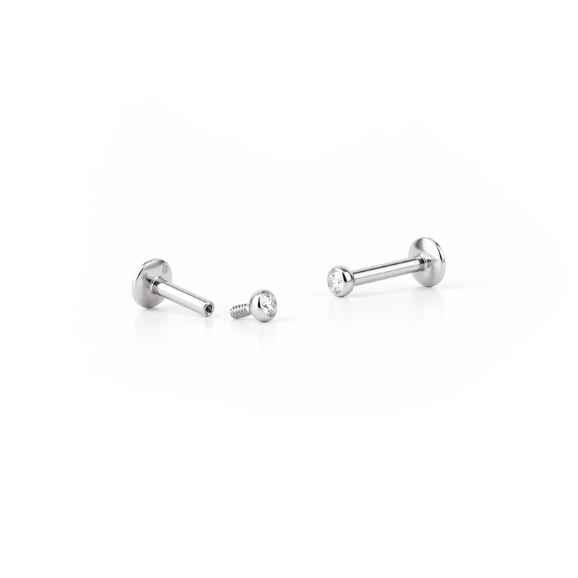 Labret met klein steentje en interne schroefdraad