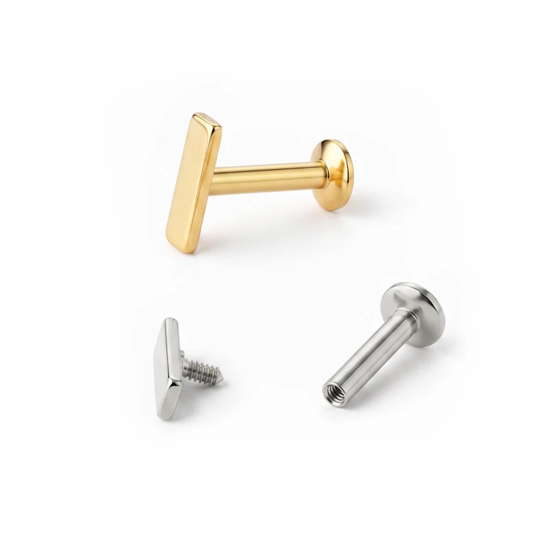 Labret met rechthoekige top en inwendig schroefdraad
