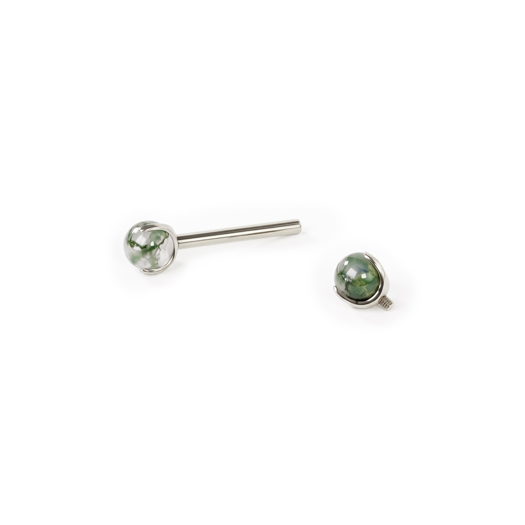 Titanium tepelbarbell met natuurstenen