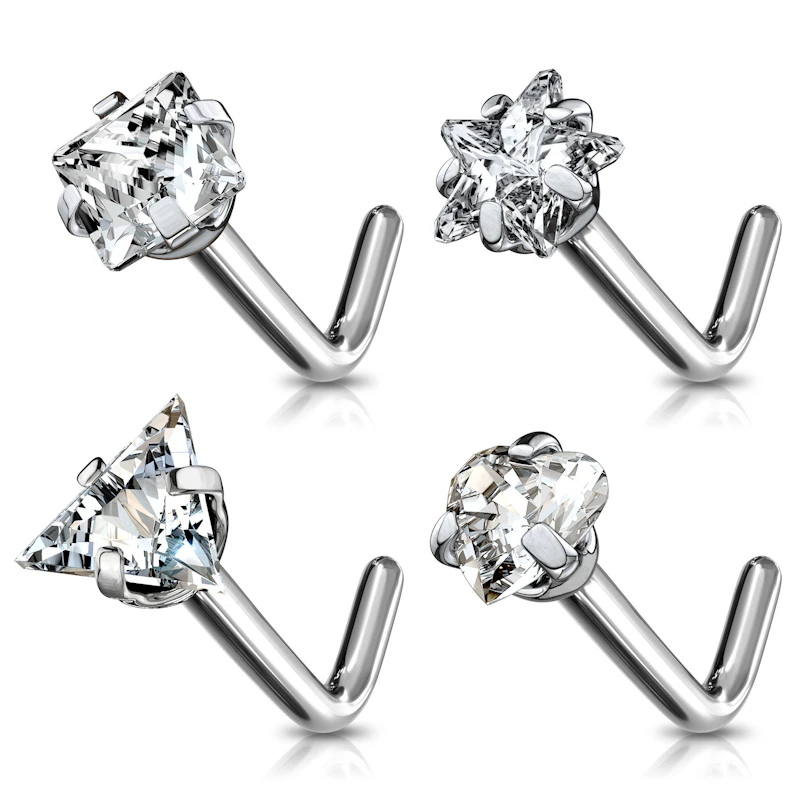 Neuspiercing van titanium met verschillende steenontwerpen