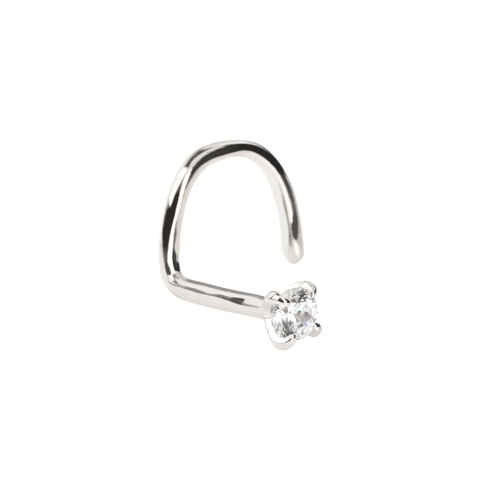 14 karaats massief gouden neusschroef met steentje