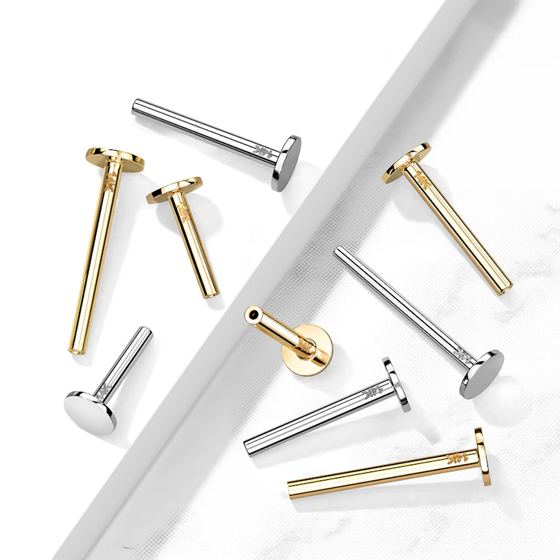 Push-in labret uit 14 karaats goud