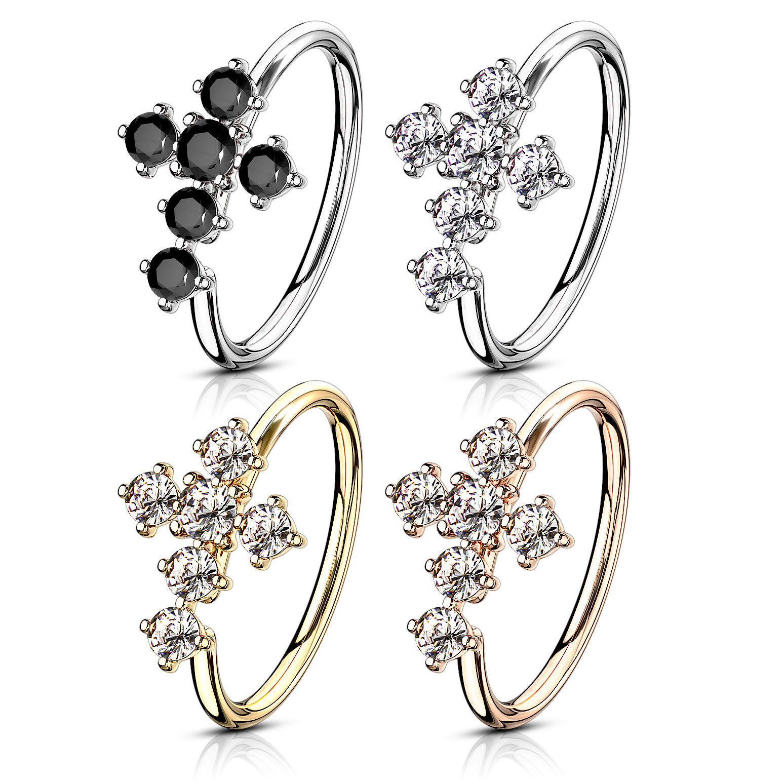 Ring met kruis van steentjes