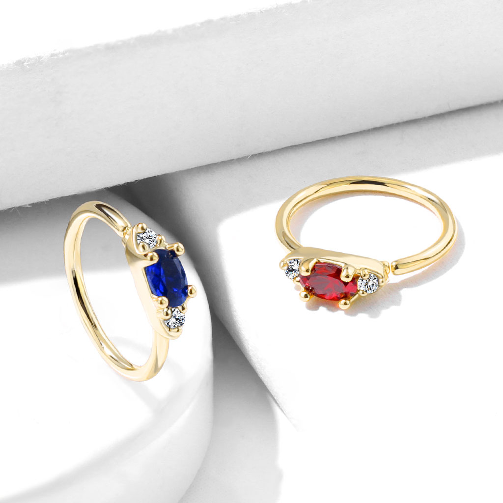 Ring met ovalen steen in verschillende kleuren