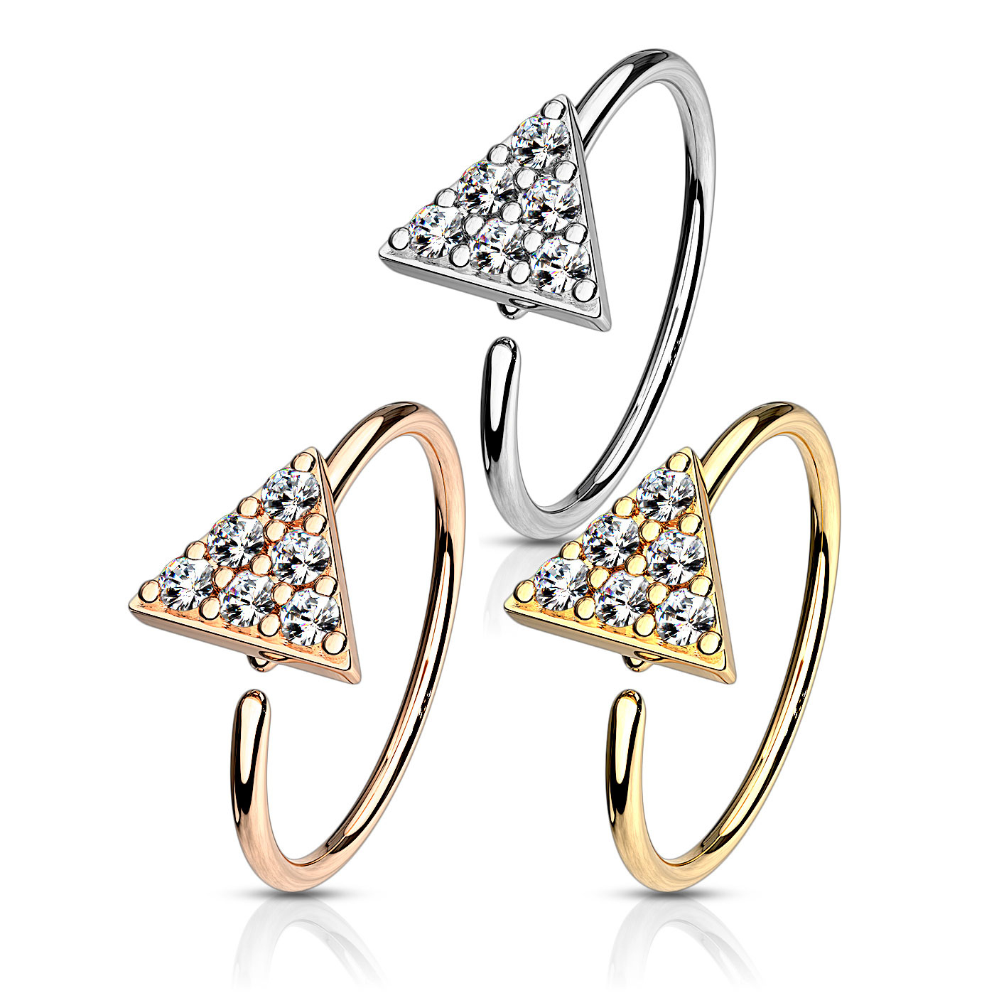 Ring met steenbezette driehoek