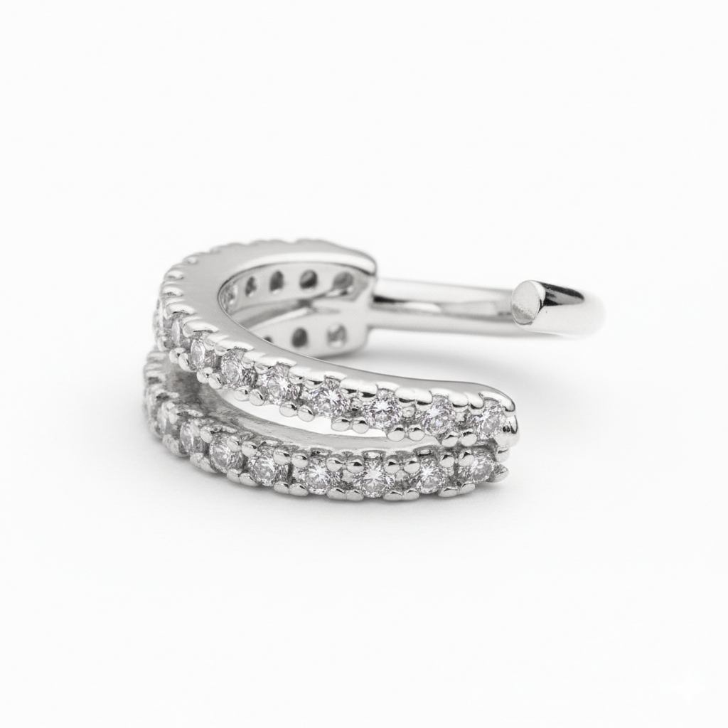 Ring met dubbele rij heldere stenen