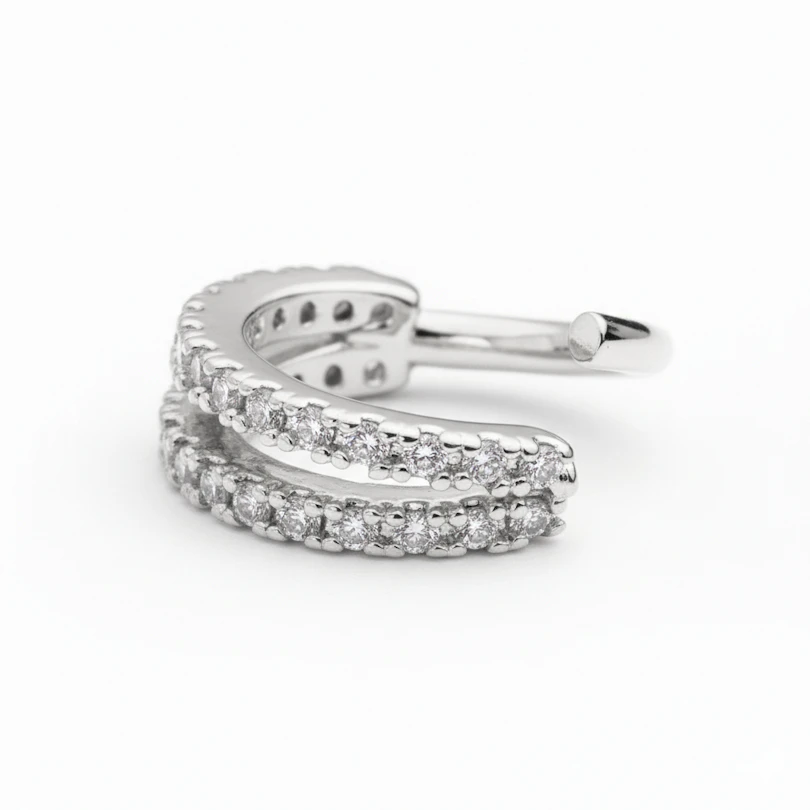 Ring met dubbele rij heldere stenen