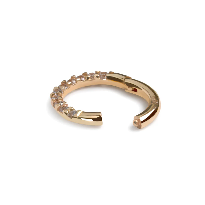 Ring van 14K goud met steentjes en scharnier