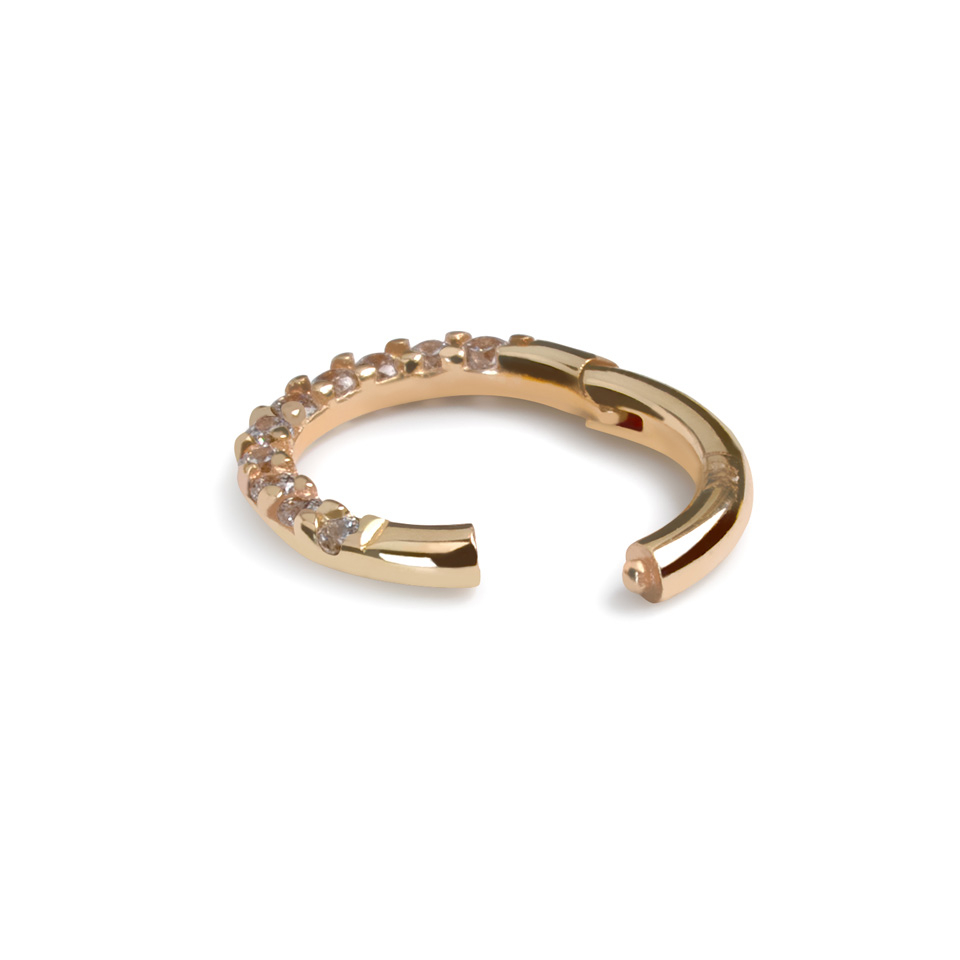 Ring van 14K goud met steentjes en scharnier