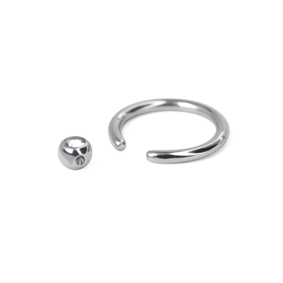 Ball closure ring met steen in vele kleuren