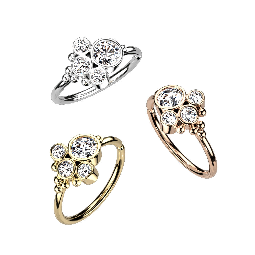 Ring met cluster van ronde stenen