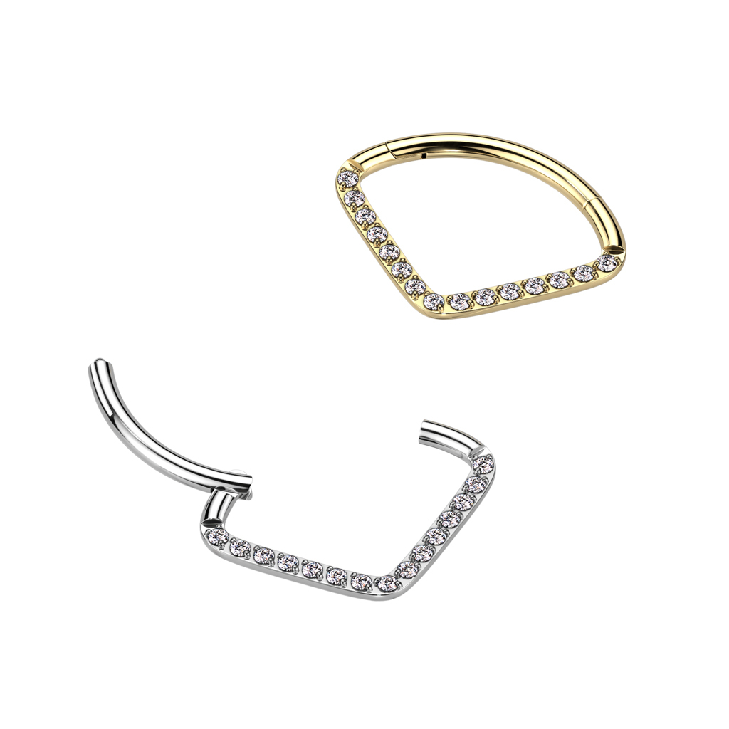 Chevron ring van titanium met sierlijke steentjes