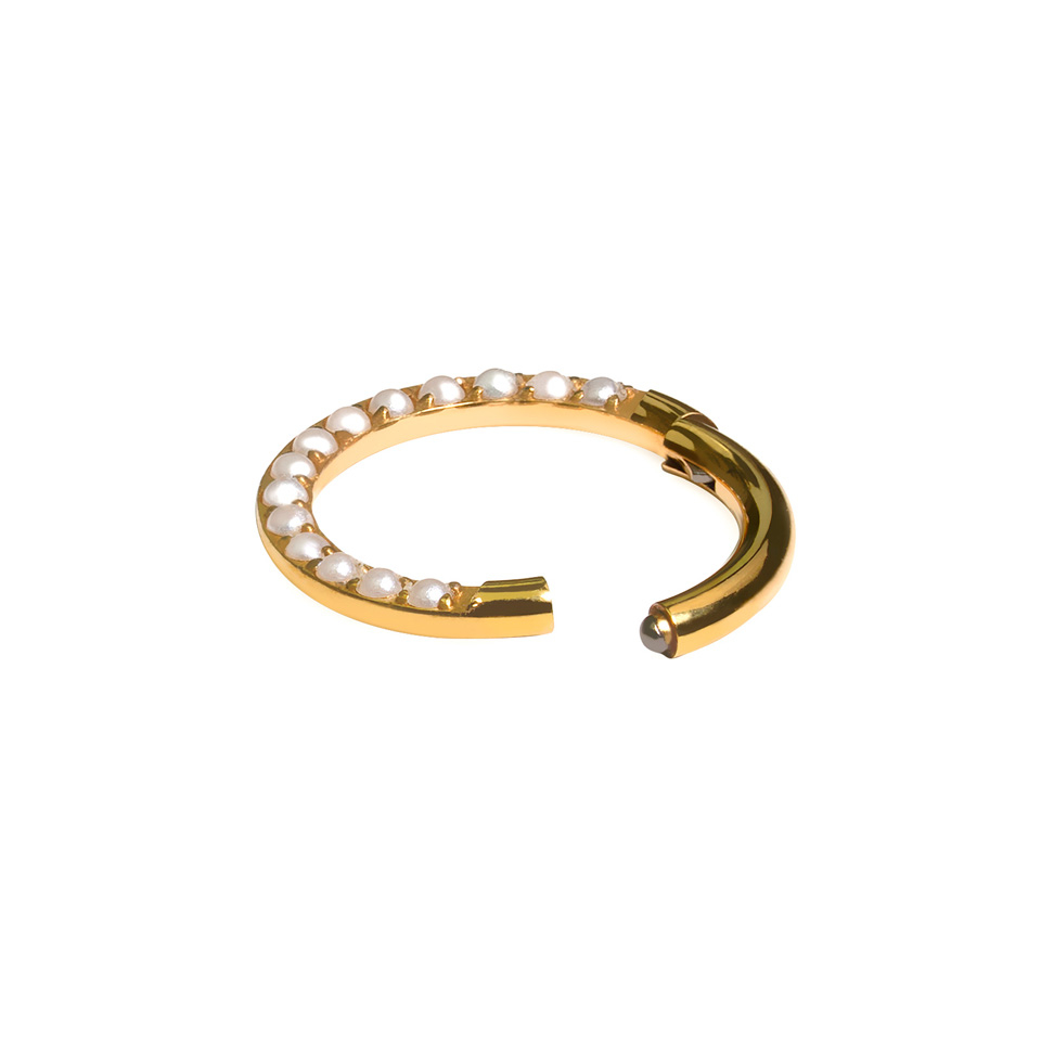 Titanium ring met parels