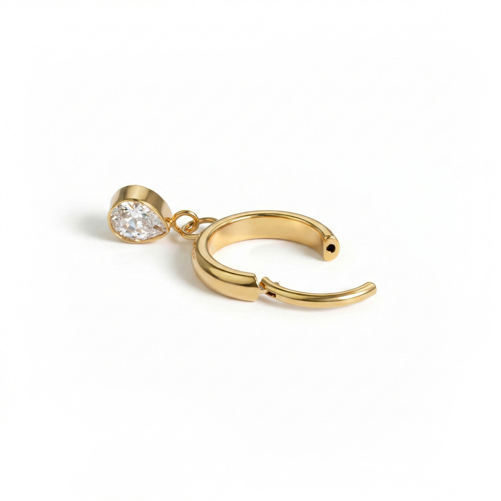 Titanium ring met traanvormige bedel