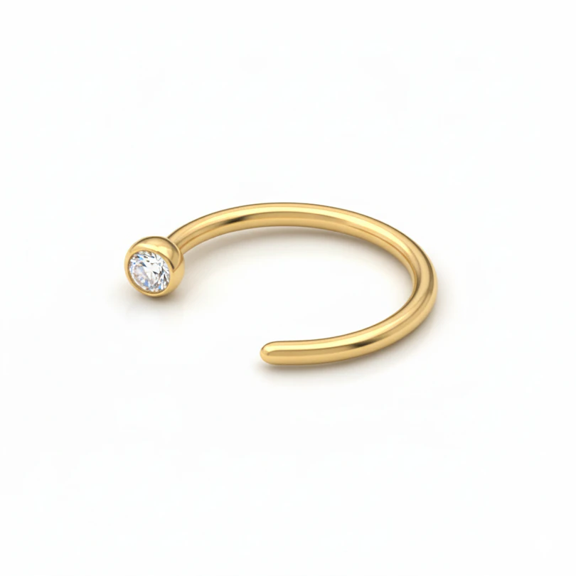 Open ring uit titanium met edelsteen
