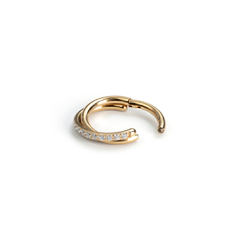 Titanium cross-over ring met zirkonia steentjes
