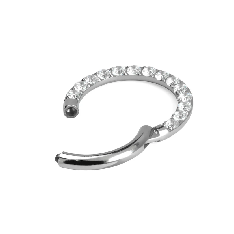 scharnier ring van titanium met rij steentjes