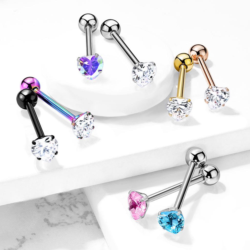Tongpiercing met hartjessteen