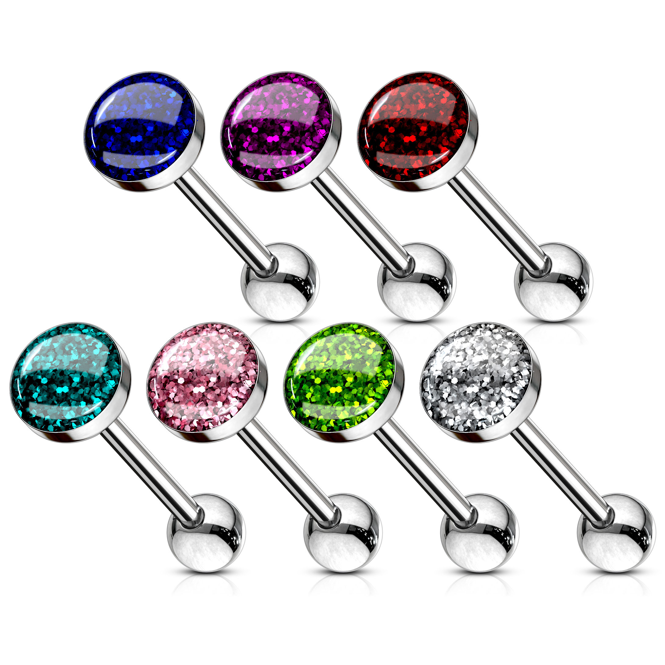 Tongpiercing met glitterballetje