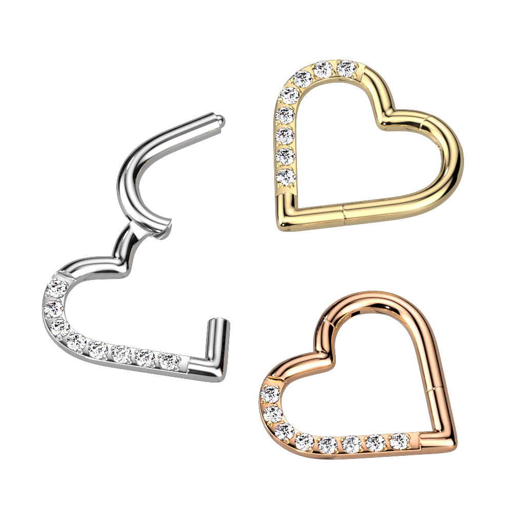 Hartvormige ring uit titanium met CZ stenen