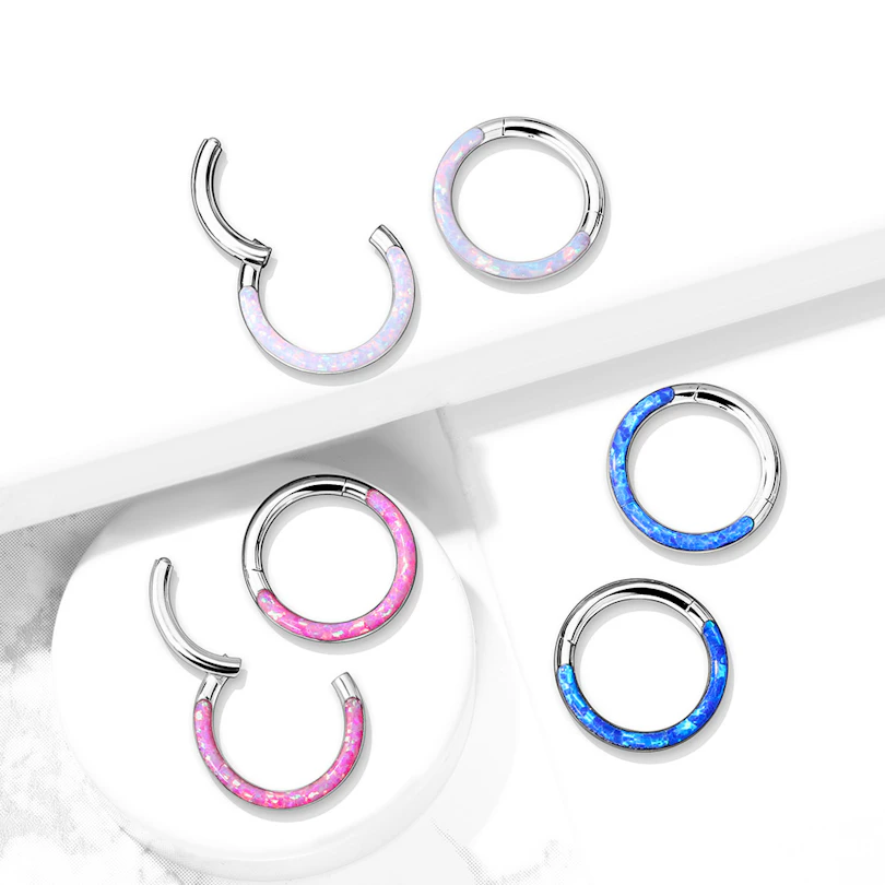 Ring van titanium met scharnier en opaalsteen